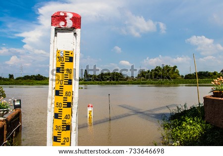 Water level meter use for measurement in the river for researching flood disaster