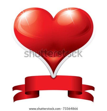 HEART WITH RED RIBBON