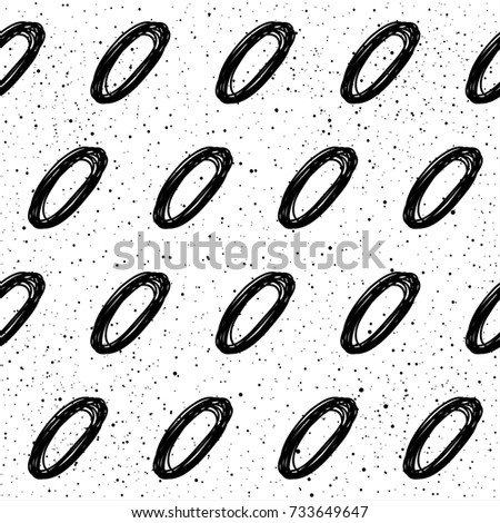 Abstract doodle ellipse seamless patten background. Monochrome black and white patten for design greeting card, modern party invitation, halloween holiday menu, bag print, t shirt design etc.