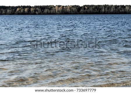 wave on lake landscape, blurred background
