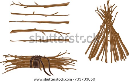 Cartoon vector illustration of collected brushwood wrapped in rope  isolated on white background
 Royalty-Free Stock Photo #733703050