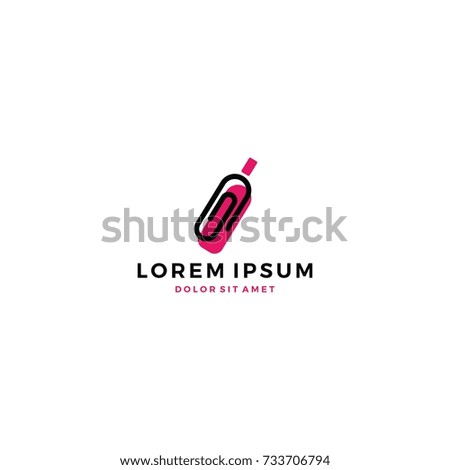 wine bottle clip paper file logo template vector illustration icon