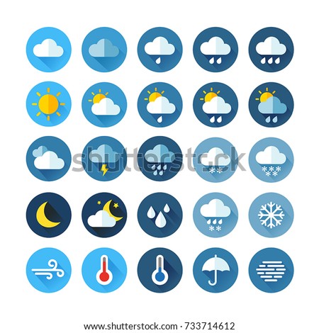 Weather Icons For Print, Web or Mobile App Royalty-Free Stock Photo #733714612