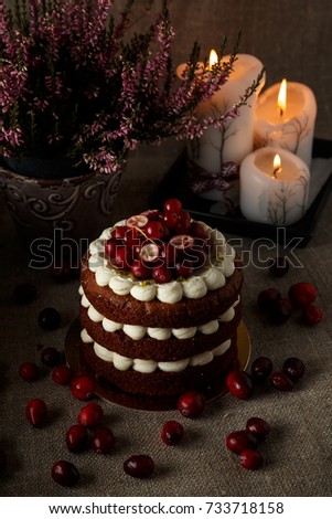 Red velvet cake on dark background