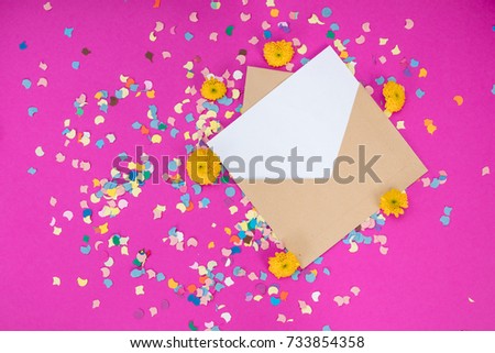 Blank card with colourful confetti