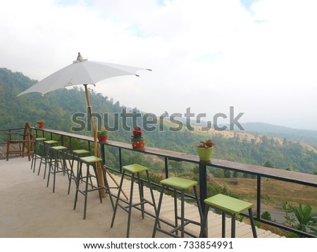 The available seat at the terrace of the coffee shop   