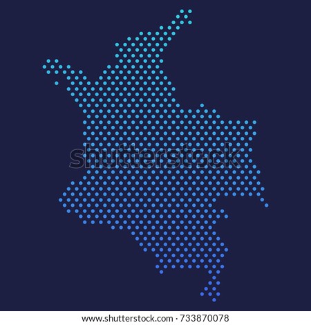 Colombia Dotted Map Vector Round Design Gradient Art illustration Abstract.