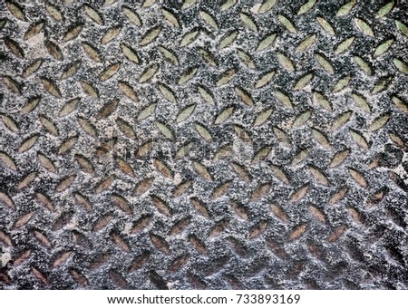 Steel Diamond Plate Silver and  floor texture Table of metal sheet. black and white background