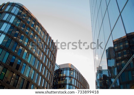 Tall buildings of the business centre with panoramic Windows