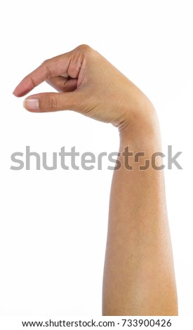 Finger spelling the alphabet letter Q in American hand sign language