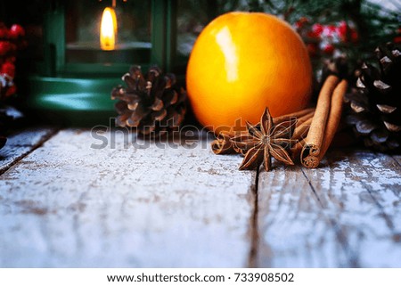 christmas decorations  cinnamon candles fruit 