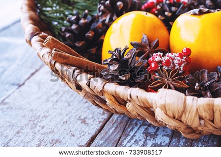 christmas decorations  cinnamon candles fruit 