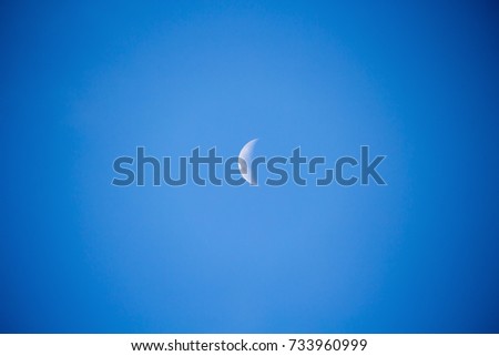 Waning Crescent  Moon appears to be partly but less than one-half illuminated by direct sunlight in a blue Australian sky in late winter.