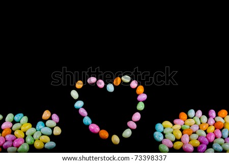 Heart made using jellybeans for the letters
