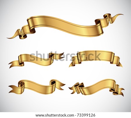 Set of golden vector ribbons for your text