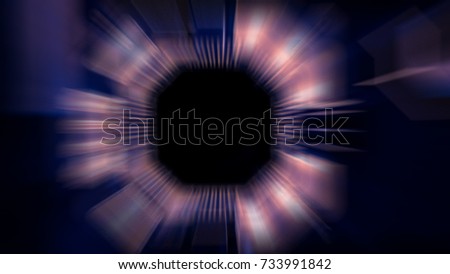 digitally blurred abstract background image of flashing light technology theme, impact wave blurry motion, backdrop for text copy space 