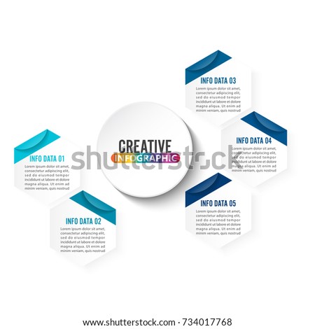 Abstract infographics number 5 options template. Vector illustration. Can be used for workflow layout, diagram, business step options, banner, web design. Business data visualization. Process chart.  
