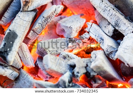 Burning charcoal firewood in the fireplace or the stove.
