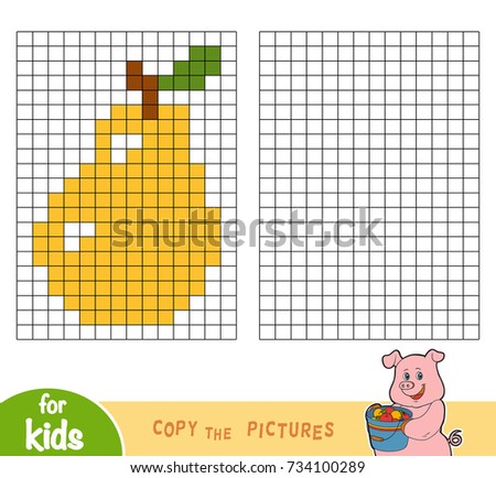 Copy the picture by squares, education game for children, Pear