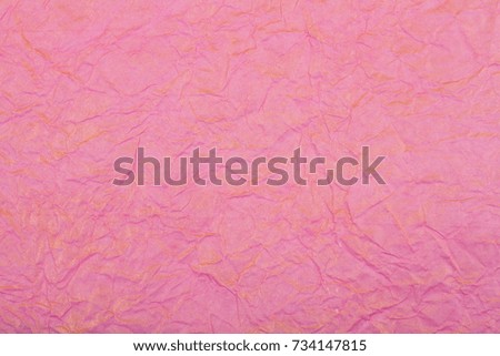 Crumpled paper texture, Decorative pink paper with gold spray