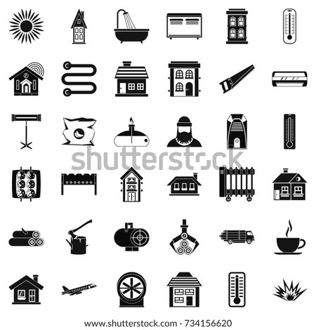 Warm icons set. Simple style of 36 warm vector icons for web isolated on white background