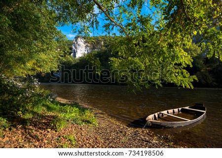 Boat on the Dordogne river in France