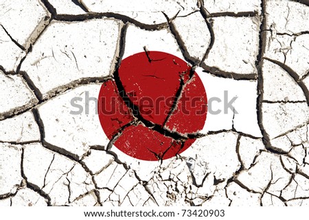 Cracked soil as Japan flag to symbolize the recent earthquake and calamity that struck this country