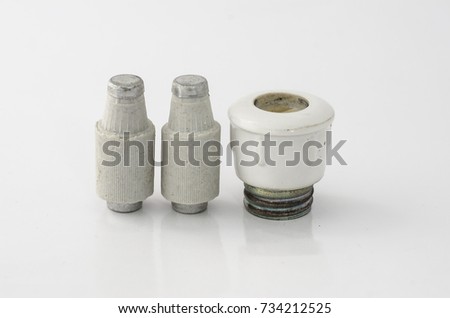 fuse home safety, fuse cup, ceramic fuse, vintage fuse Royalty-Free Stock Photo #734212525