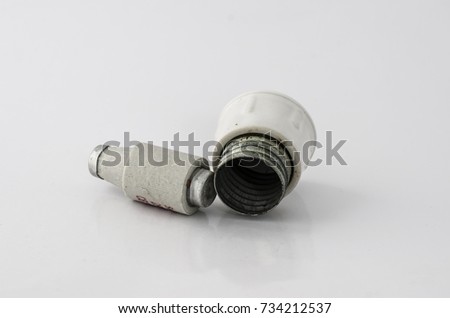 fuse home safety, fuse cup, ceramic fuse, vintage fuse Royalty-Free Stock Photo #734212537