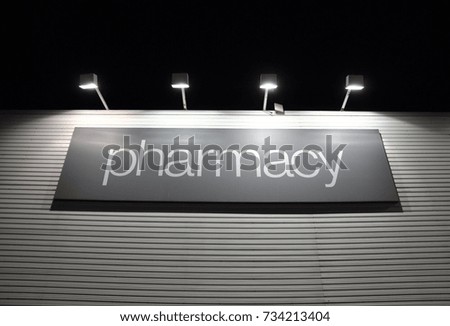 Pharmacy signage with lights