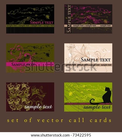 vector illustrated set of cute business cards