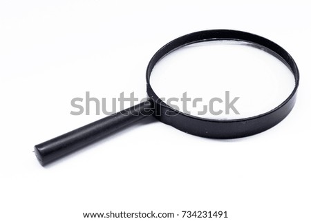 Black fiber Magnifying Glass On White Background