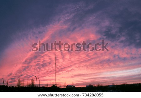 Pink evening sky
