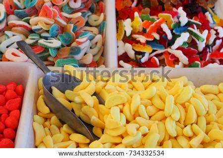 color sweets in the market