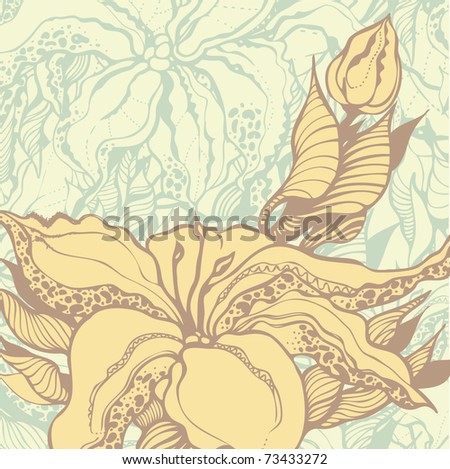 flower and floral background, engraved retro style. vector illustration