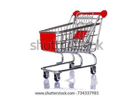 Metal grocery shopping basket, shopping car, isolated on white background