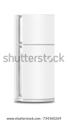 Major appliance - The Refrigerator fridge on a white background. Isolated Royalty-Free Stock Photo #734360269