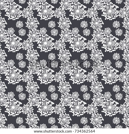 Seamless vector pattern gray background summer flowers.