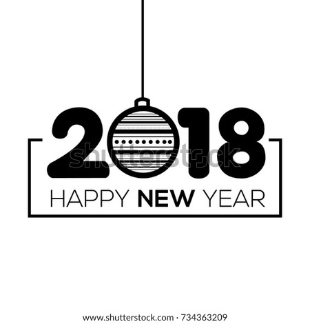 Happy new year poster with a christmas ball, Vector illustration