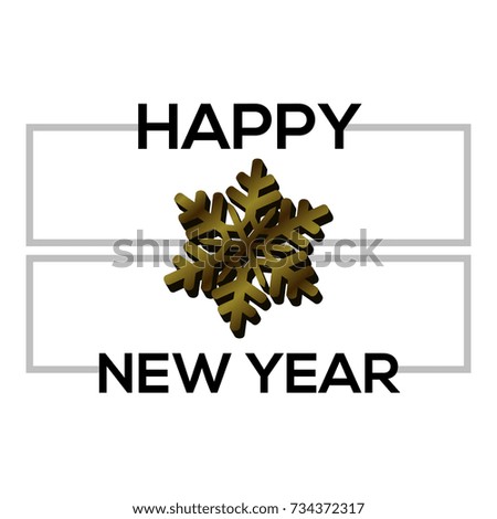 Happy new year poster with a snowflake, Vector illustration