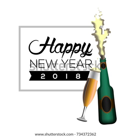 Happy new year poster with a brindis, Vector illustration