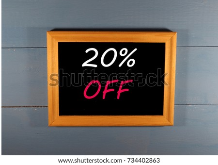 picture in the frame with the inscription 20% off