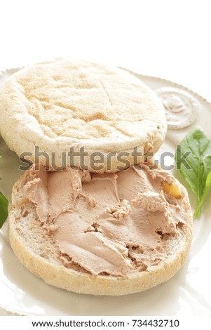 Duck liver and English muffin for gourmet breakfast image