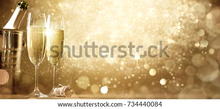 New year's eve celebration with champagne. Royalty-Free Stock Photo #734440084