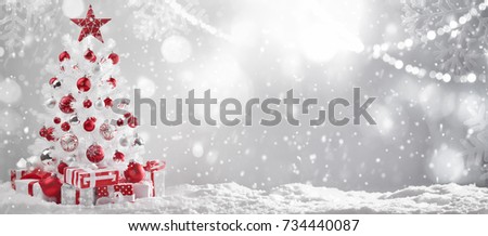 Decorated Christmas tree in winter setting