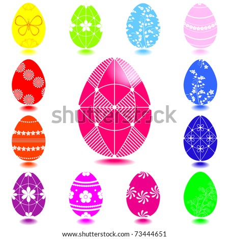 Set of Easter eggs with various ornaments. vector.