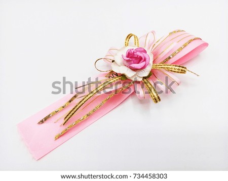 pink  ribbon on white  background