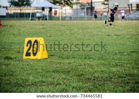 20 yard marker at a youth football game 
