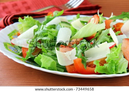 fresh salad with tomato and cucumber