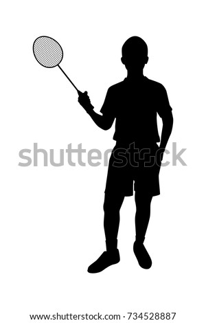 Silhouettes of badminton player Vector on white, Sport man concept.